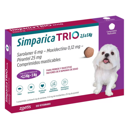 Simparica trio 2.5 a 5kg 1 comprimido
