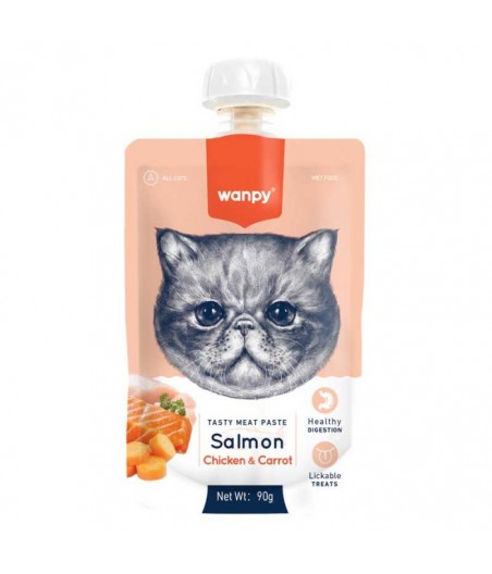 Wanpy tasty meat pasta salmón para gatos